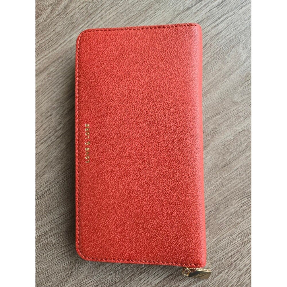 Love & Lore Coral Pebbled Vegan Leather Zip Around Continental Wallet NWOT
